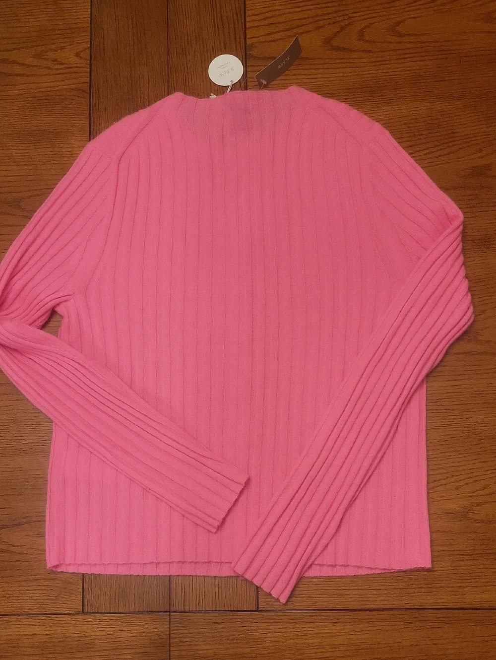 J. CREW Cashmere Cardigan,wide rib,bright pink,L